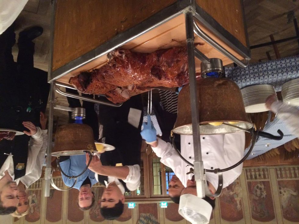 Hofbrauhaus Munich roasted pig dinner