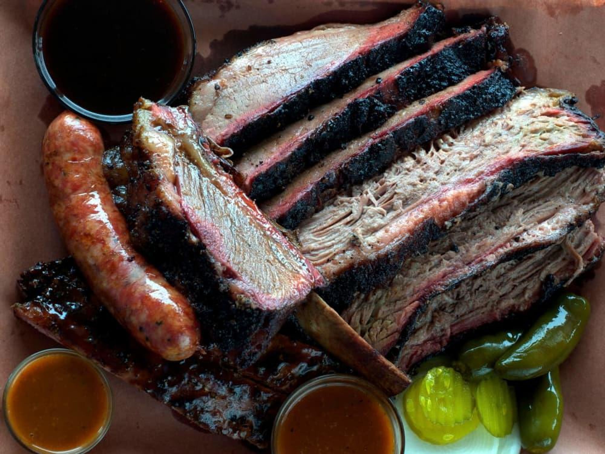 Houston, Killen's BBQ, June 2015, BBQ plate