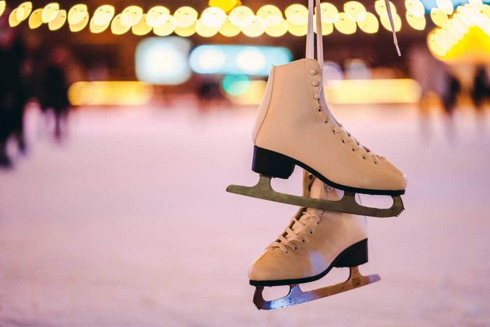 ice skates on an ice rink