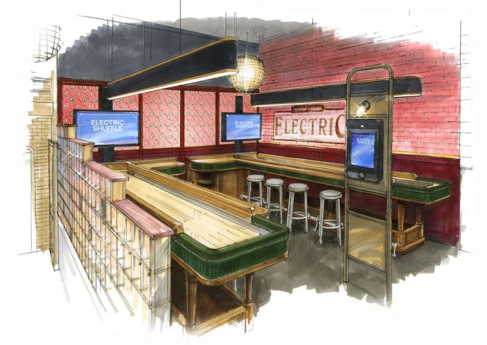 Interior sketch of Electric Shuffle in Austin