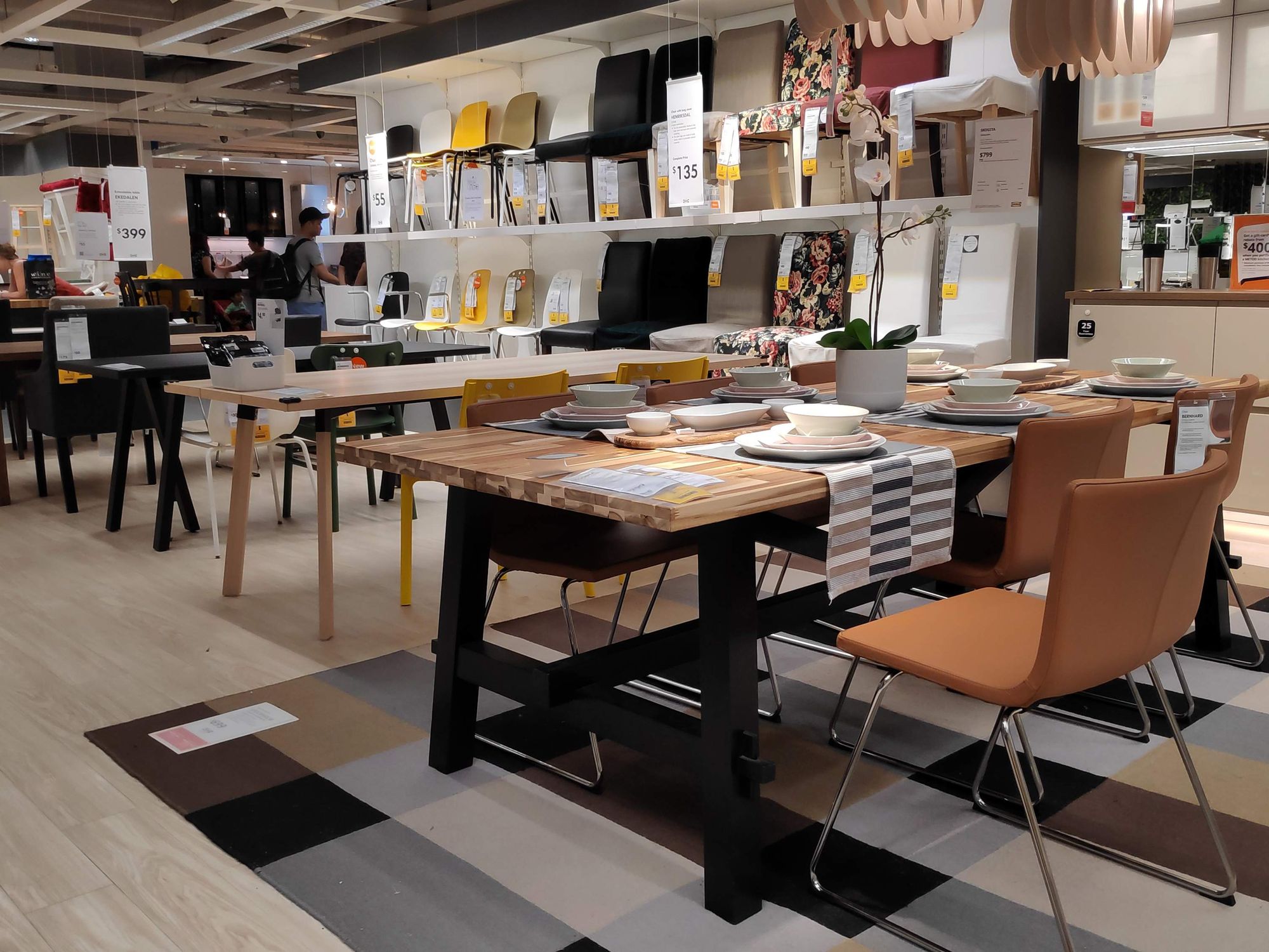Interior view of dinning table inside IKEA Store