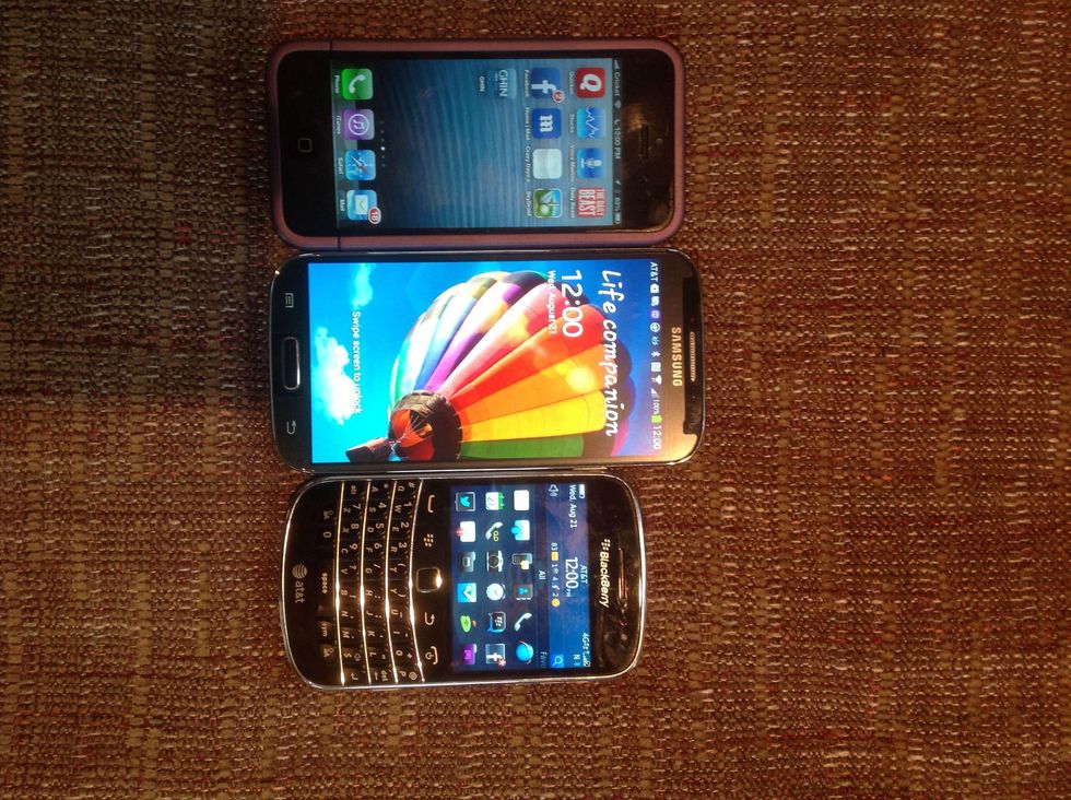 iPhone, Samsung and Blackberry cell phones