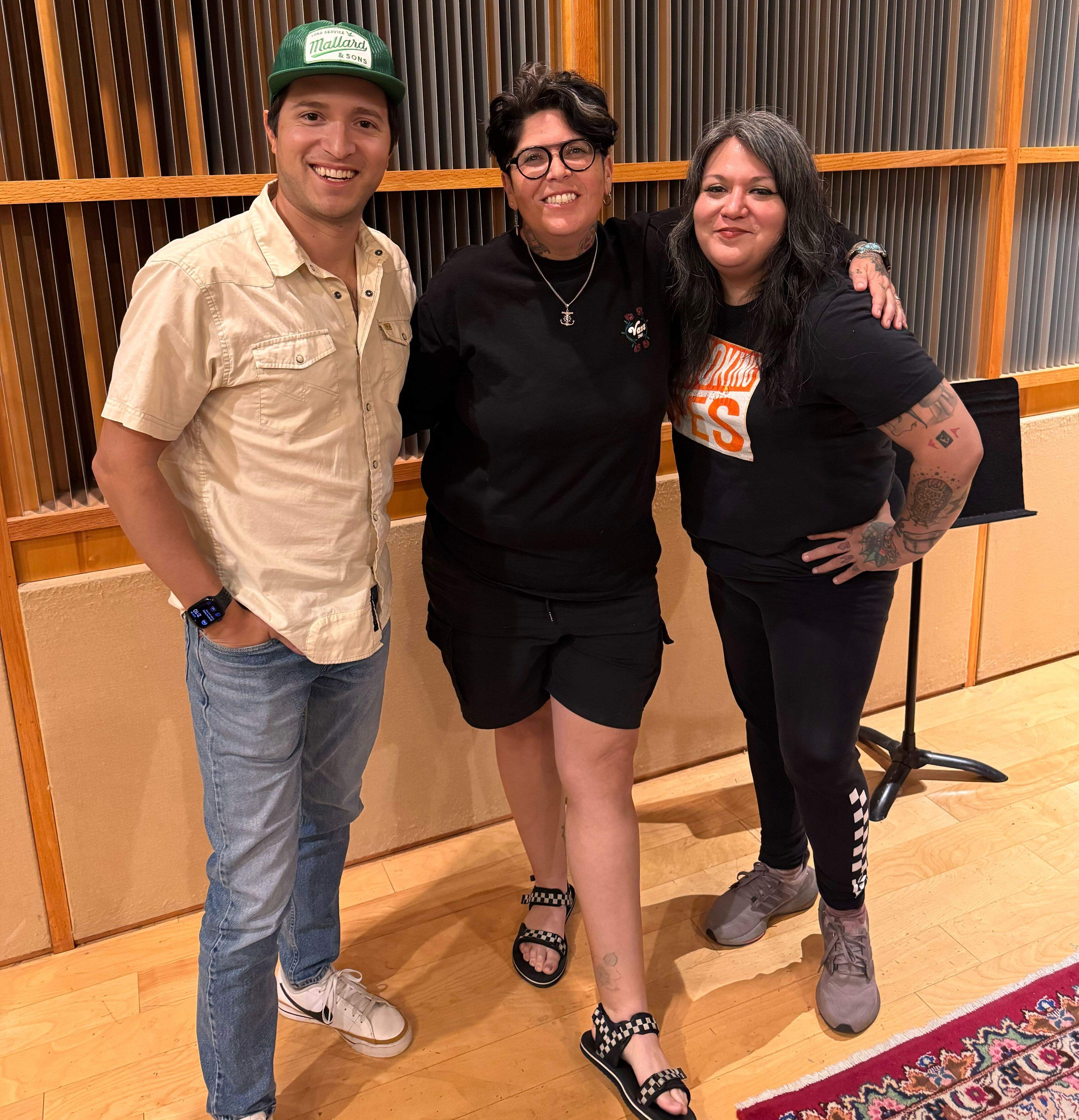 J.B. Sauceda with Phanie Diaz and Jenn Alva, band members of Girl in a Coma and Fea.