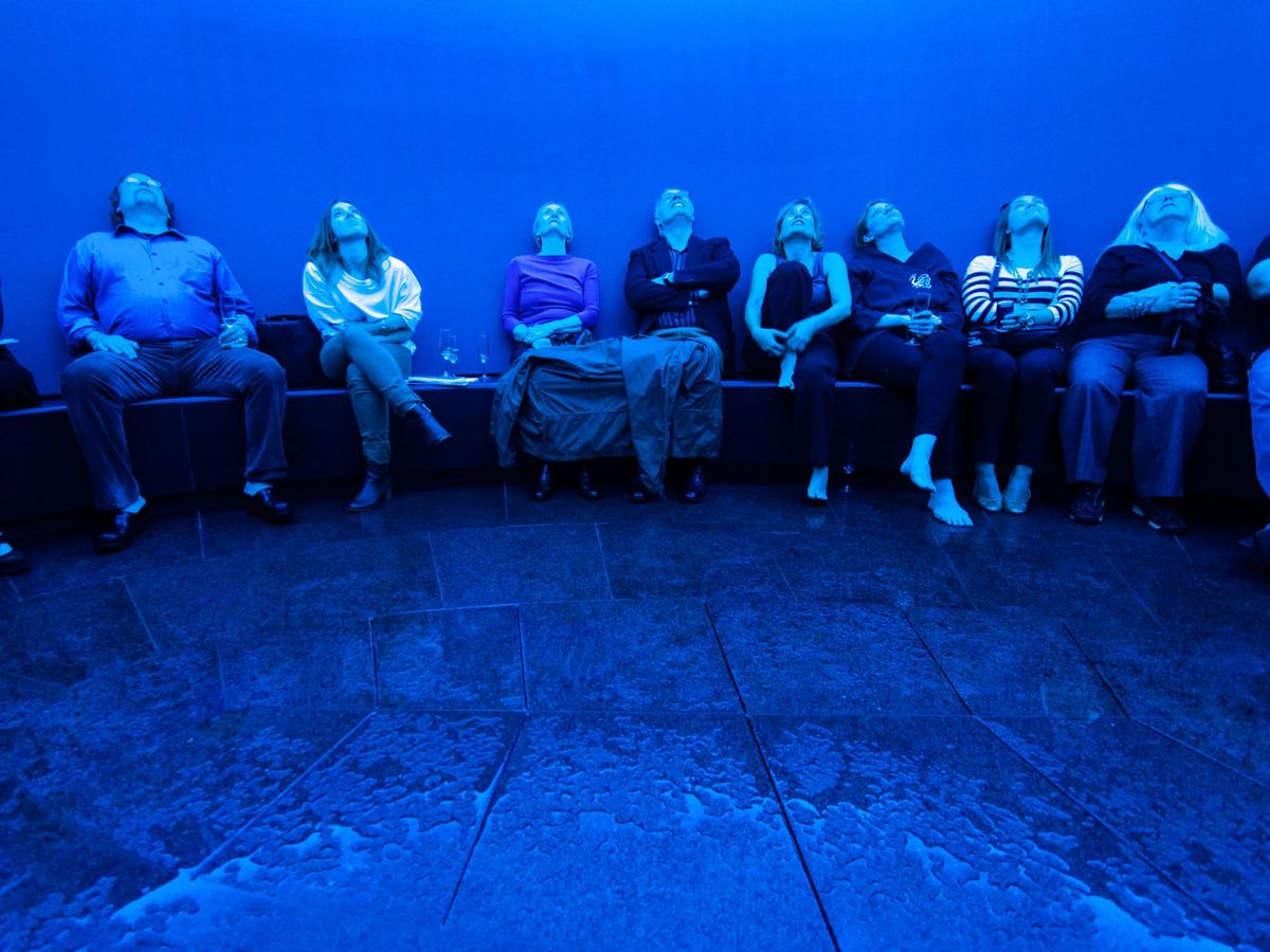 Viewers at James Turrell's Skyspace The Color Inside CultureMap Austin