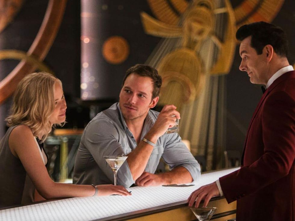 Jennifer Lawrence, Chris Pratt, and Michael Sheen in Passengers