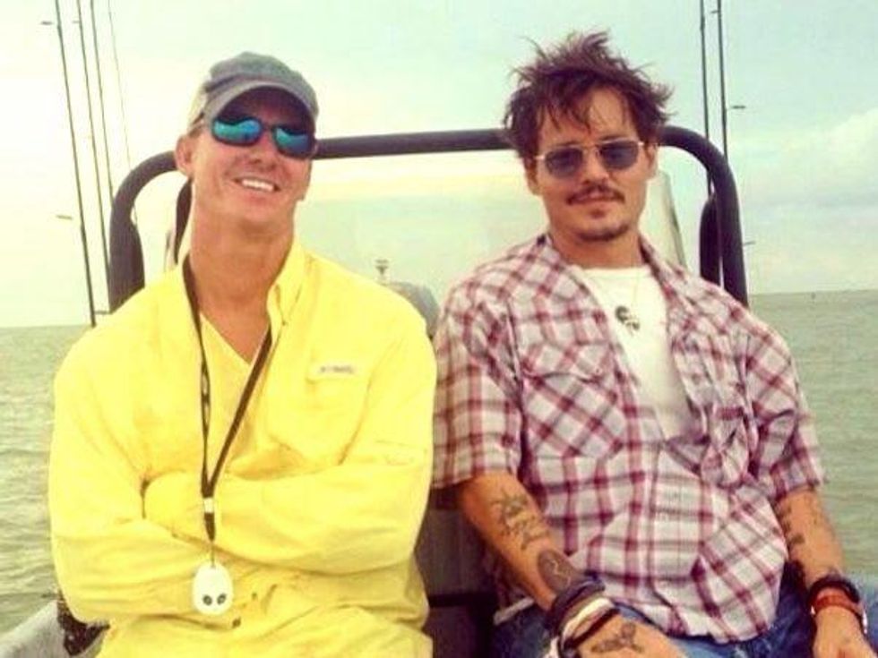 Johnny Depp fishing in Rockport August 2013