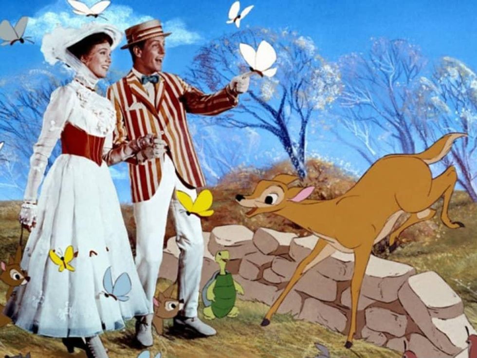 Julie Andrews and Dick Van Dyke in Mary Poppins animated sequence
