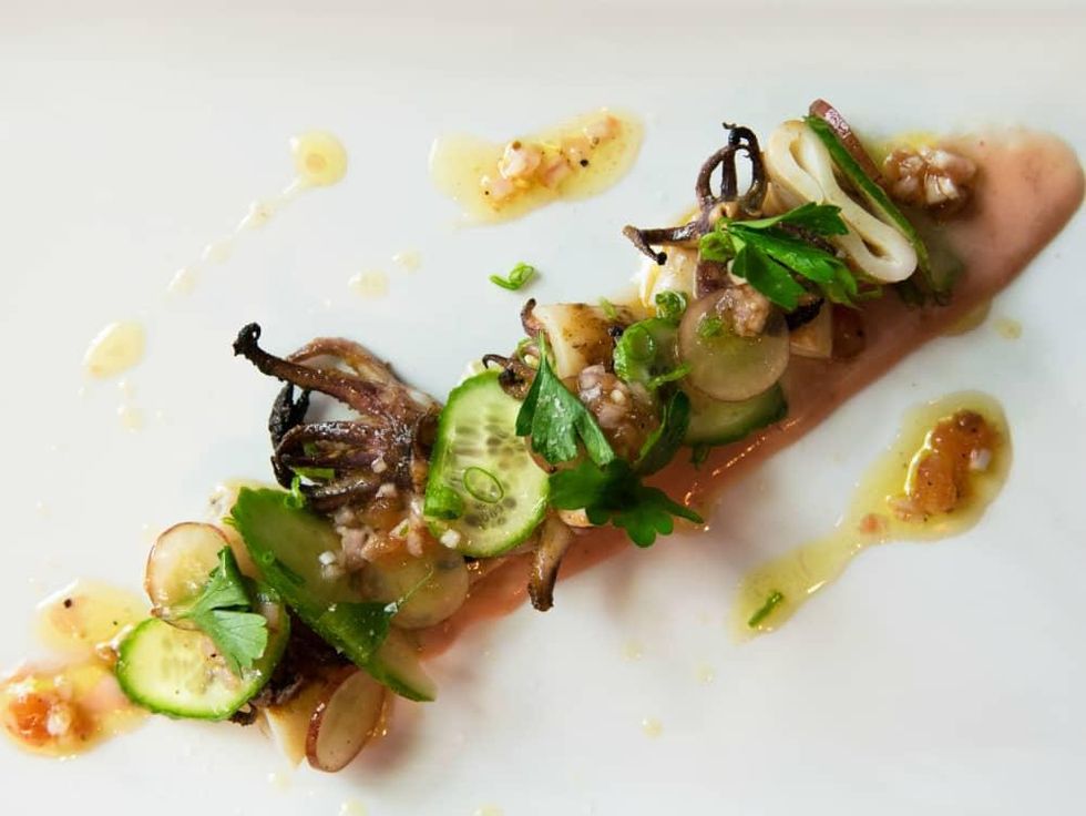 Juniper grilled squid