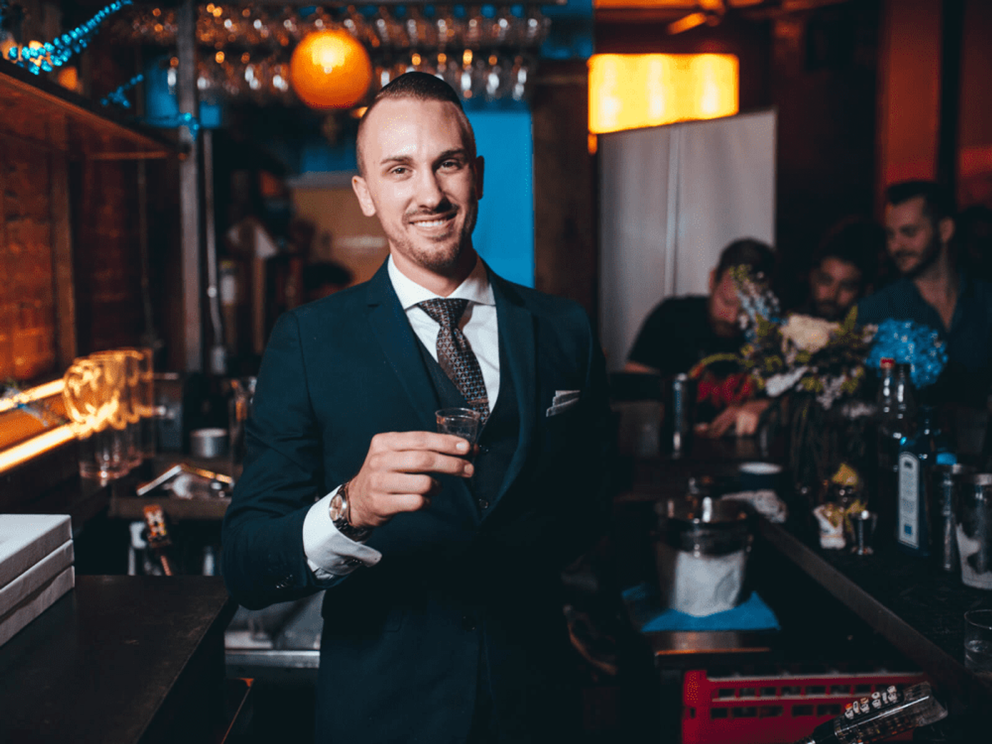 Justin Lavenue with his winning cocktail, L'Etoile de la Nuit