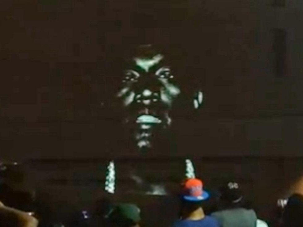 Kayne West New Slaves projection in Austin May 201
