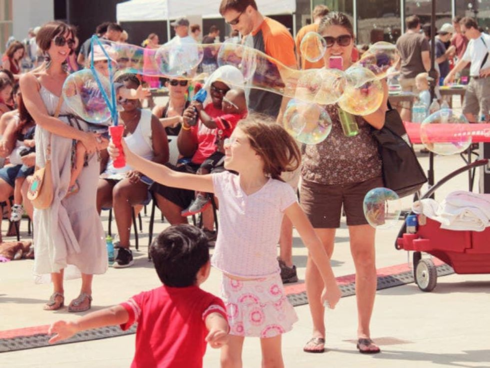 kids playing at Bubblepalooza at the long Center