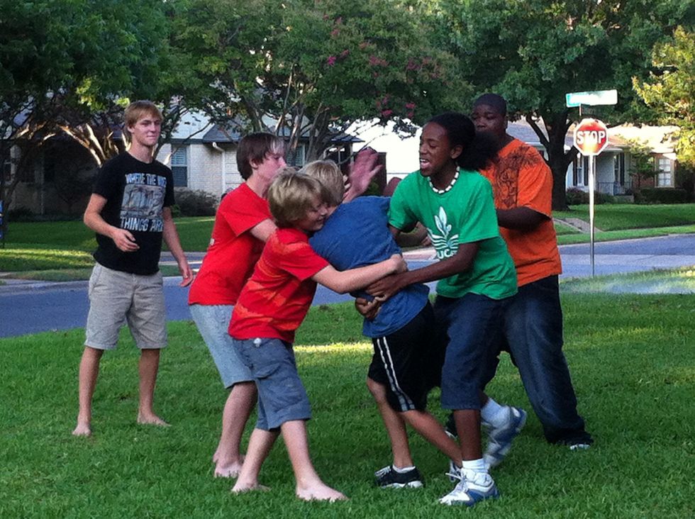 Kids playing in a Dallas front yard
