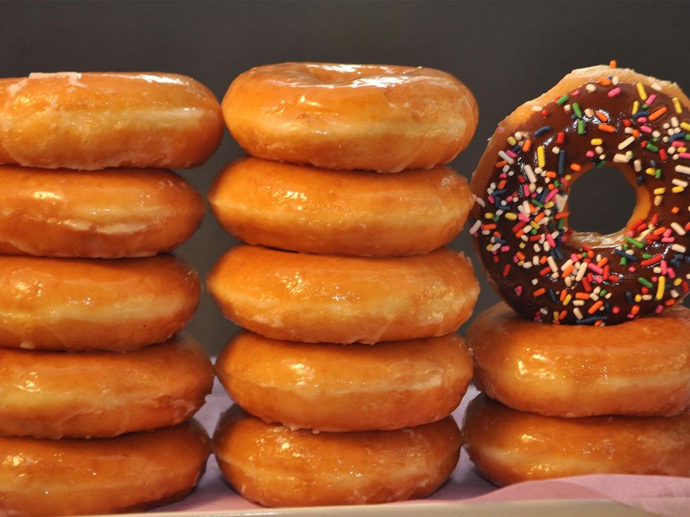 Krispy Kreme doughnuts stacked glazed