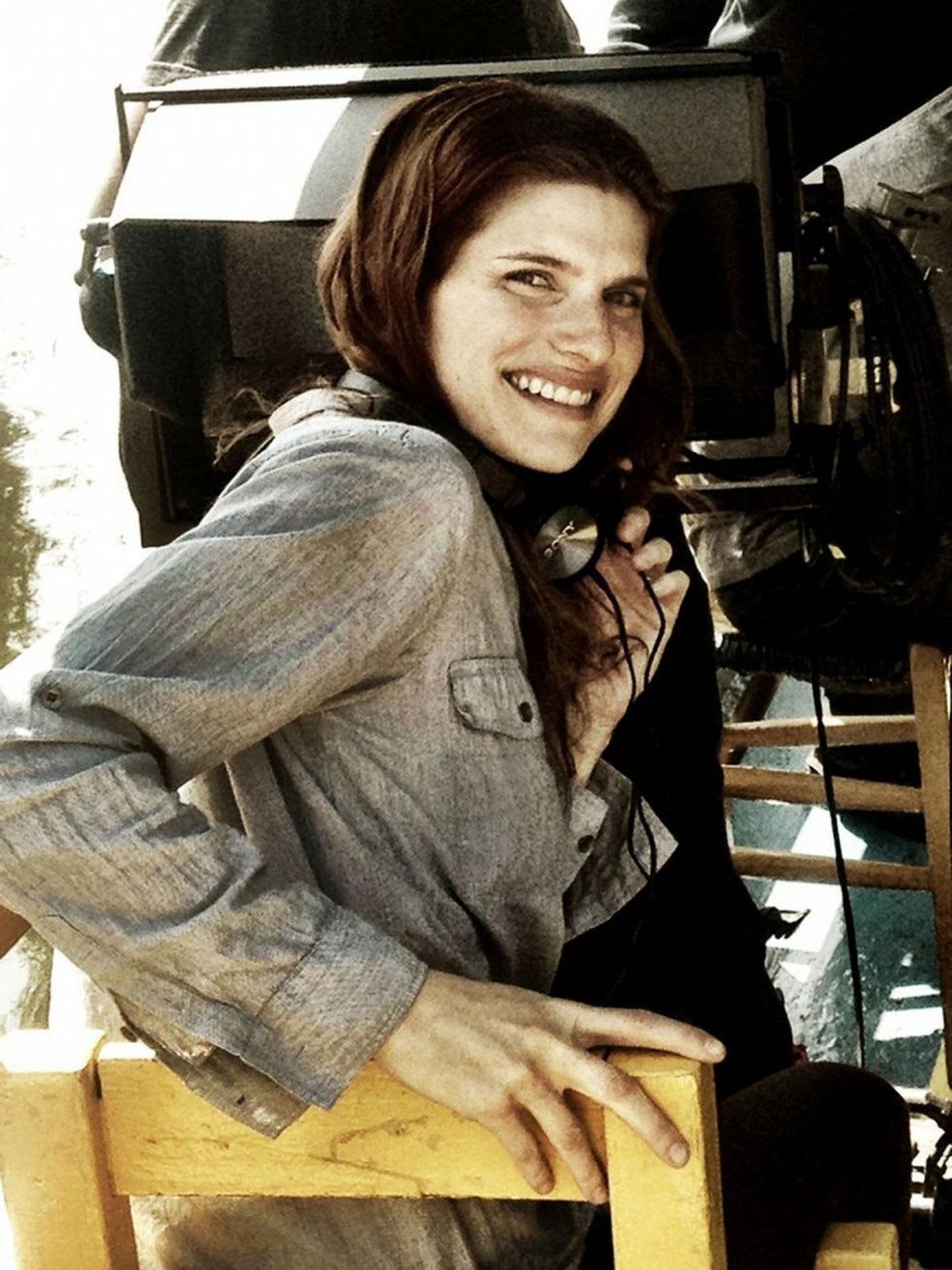 Lake Bell on the set of In a World... movie