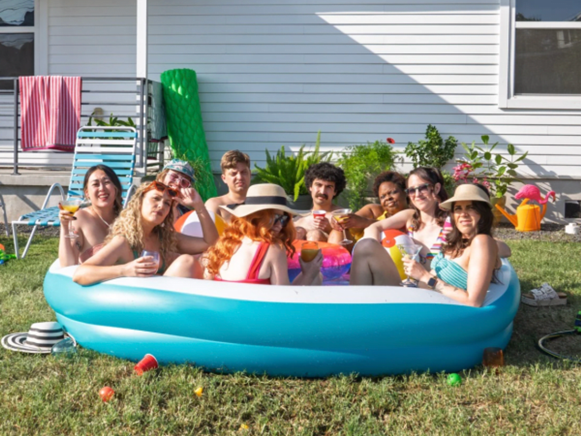 Lawn Party group shot in pool