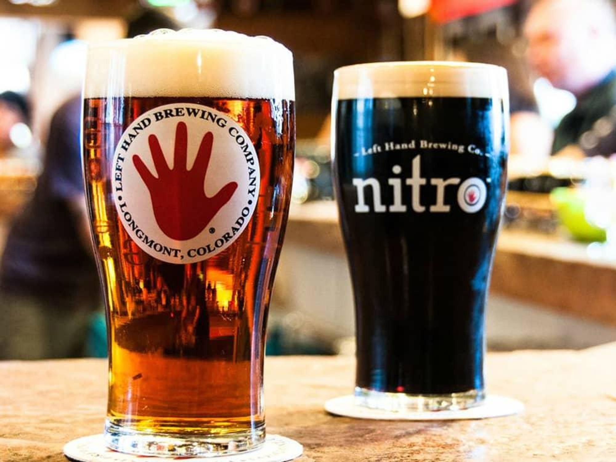 Left Hand Brewing Company beer nitro glass