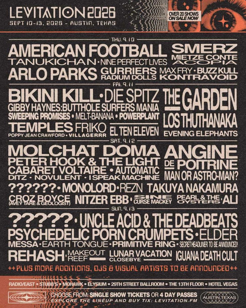 Levitation 2026 lineup