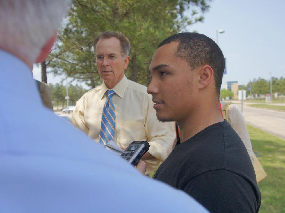 Lone Star College Cy-Fair press conference, April 2013, student Michael Chalfon