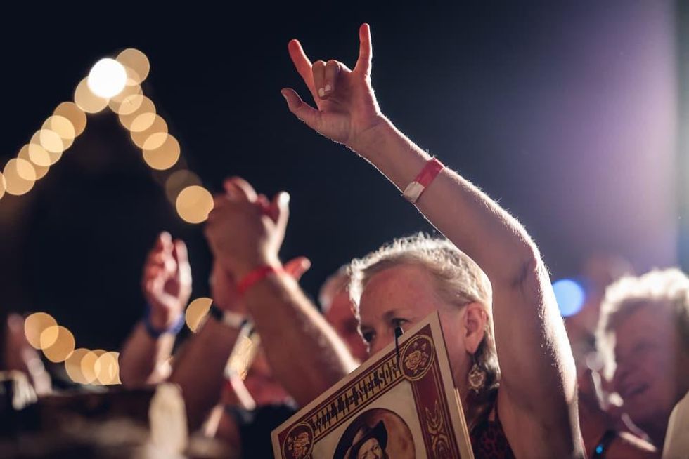 Luck Cinema Willie Nelson sign and fans