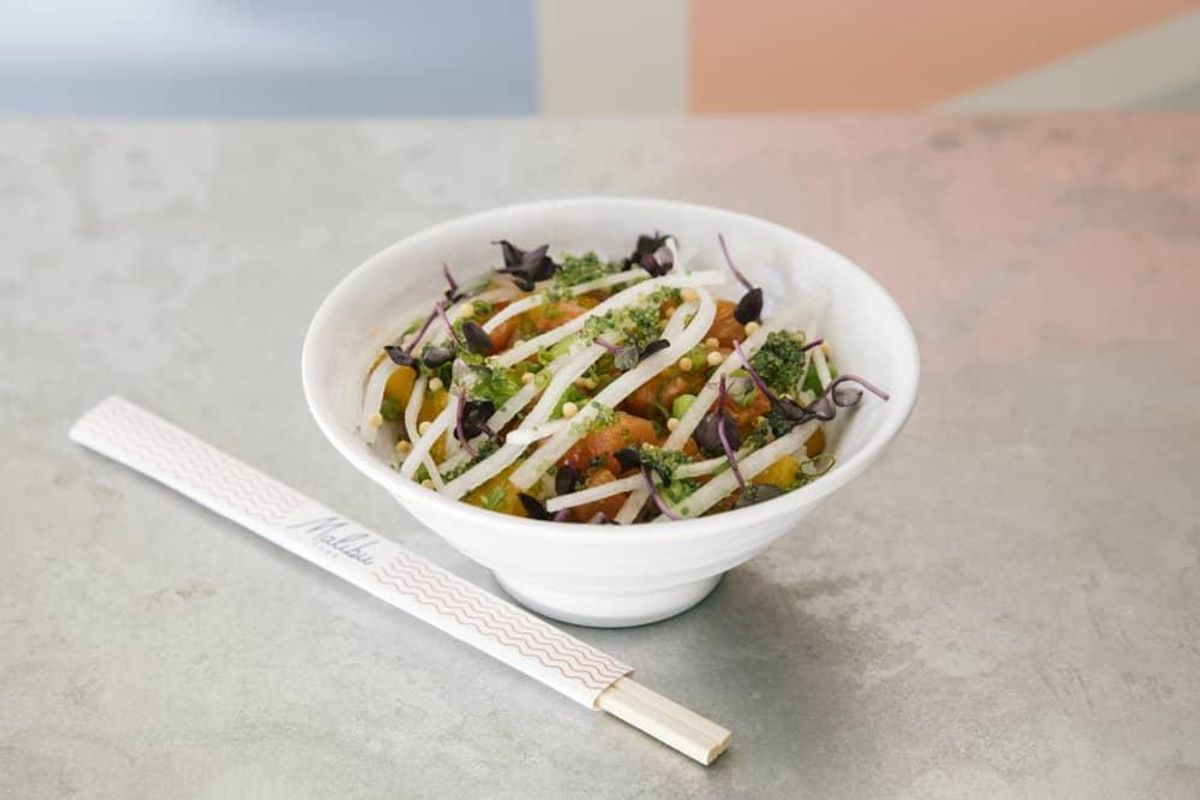 Malibu Poke features gourmet bowls like wasabi ponzu salmon