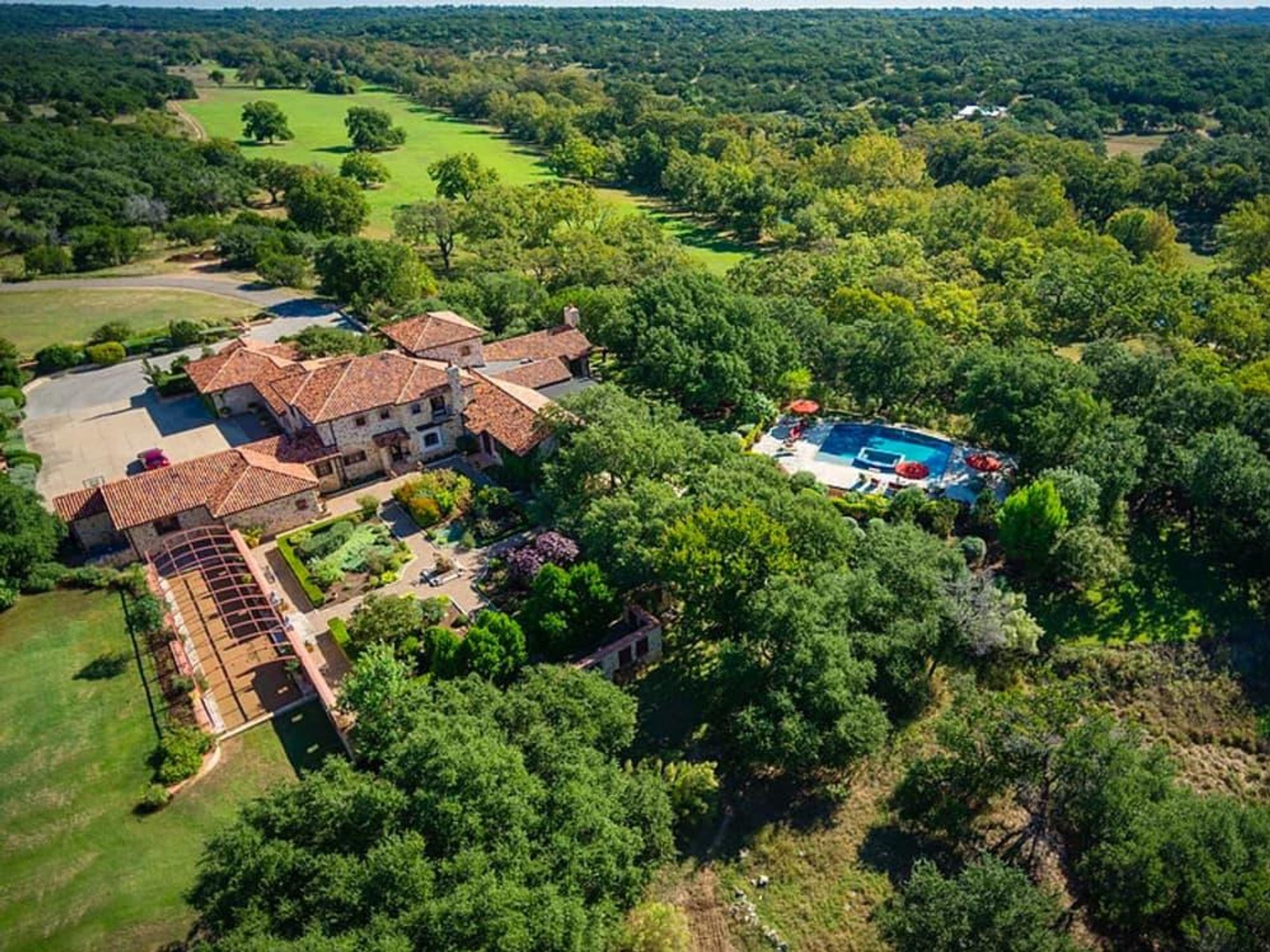 Mandola's estate in Austin aerial view