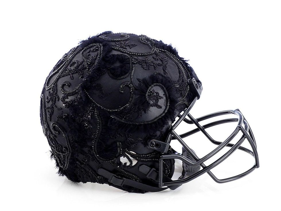 Marchesa helmet for Bloomingdale's Fashion Touchdown