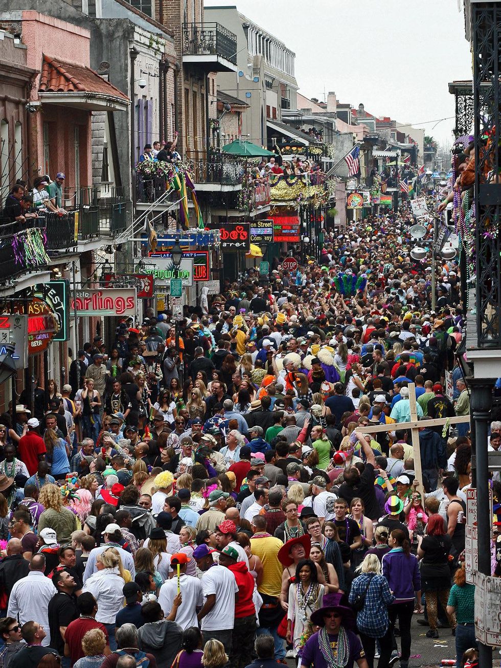 Mardi Gras, Bourbon Street, crowd, partying