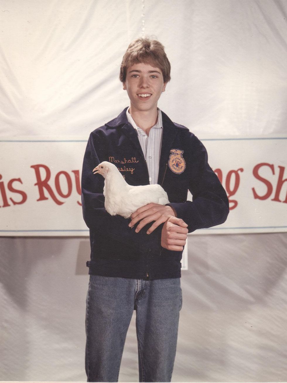 Marshall Hinsley showing a chicken at a stock show
