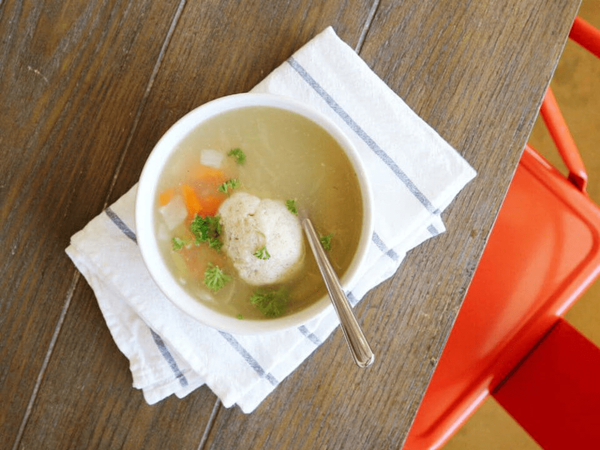 Matzah ball soup by the Soup Peddler
