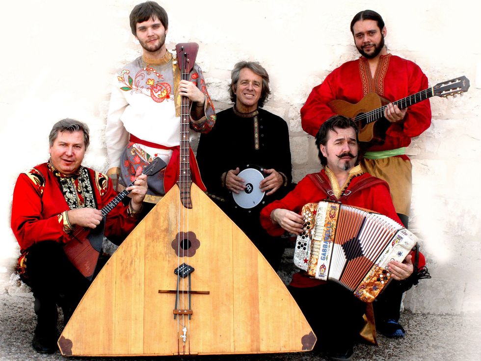 members of the Russian, Slavic band the Flying Balalaika Brothers