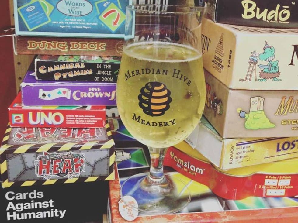 Meridian Hive Meadery tasting room board games cards Austin