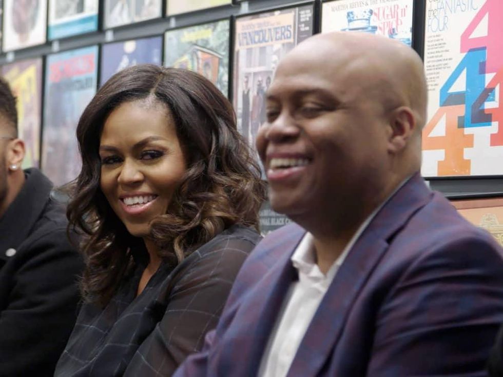 Michelle Obama and Craig Robinson in Becoming