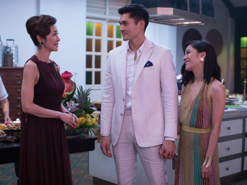 Michelle Yeoh, Henry Golding, and Constance Wu in Crazy Rich Asians