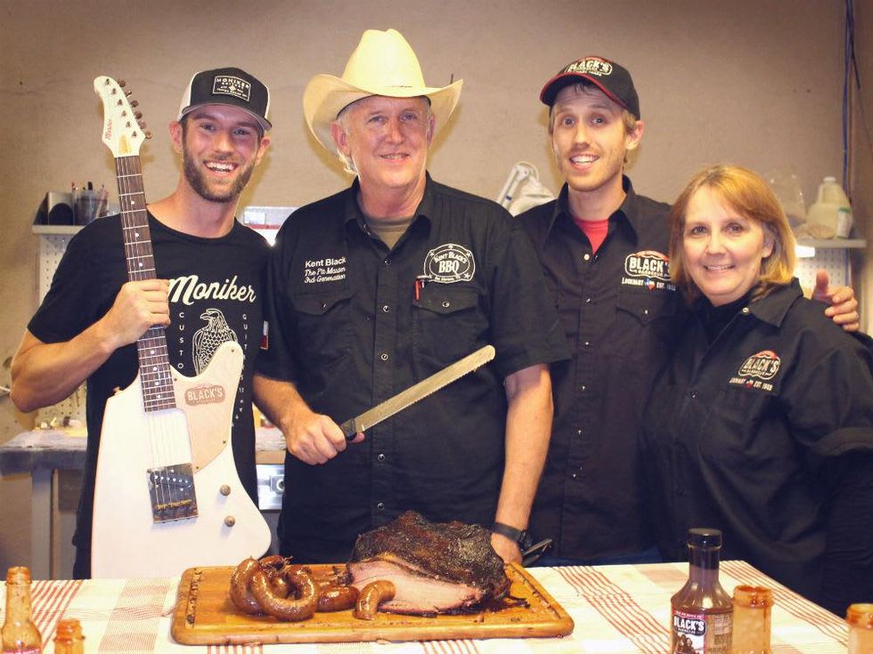 Moniker Guitars Texas BBQ Party December 2014 - Black's Barbecue Family - Kent Black - Kevin Tully