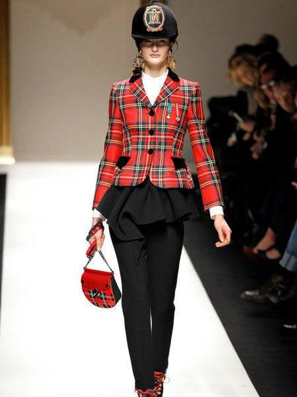 Moschino plaid jacket Fashion Week fall 2013