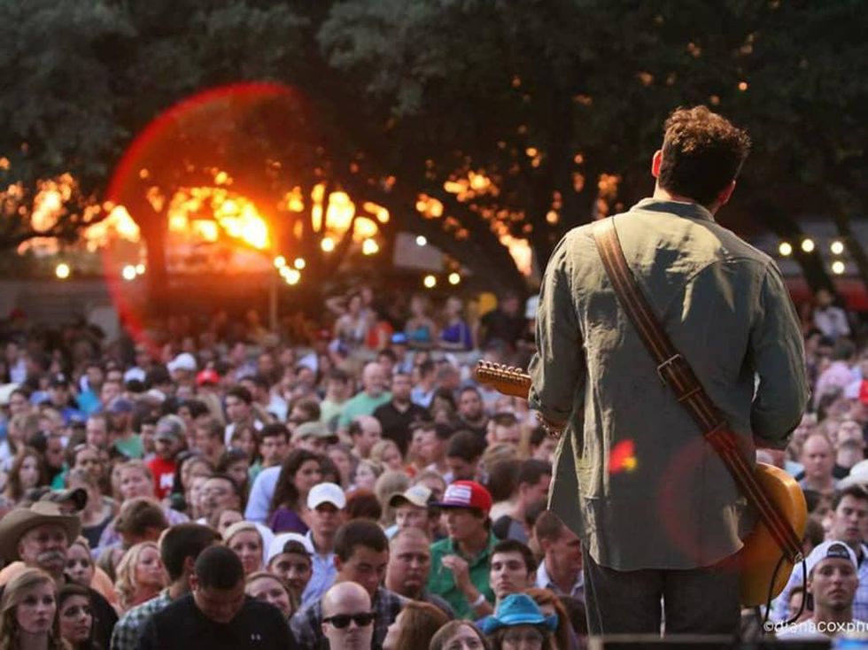 musician at Nutty Brown Cafe for KOKE FM free texas concert series