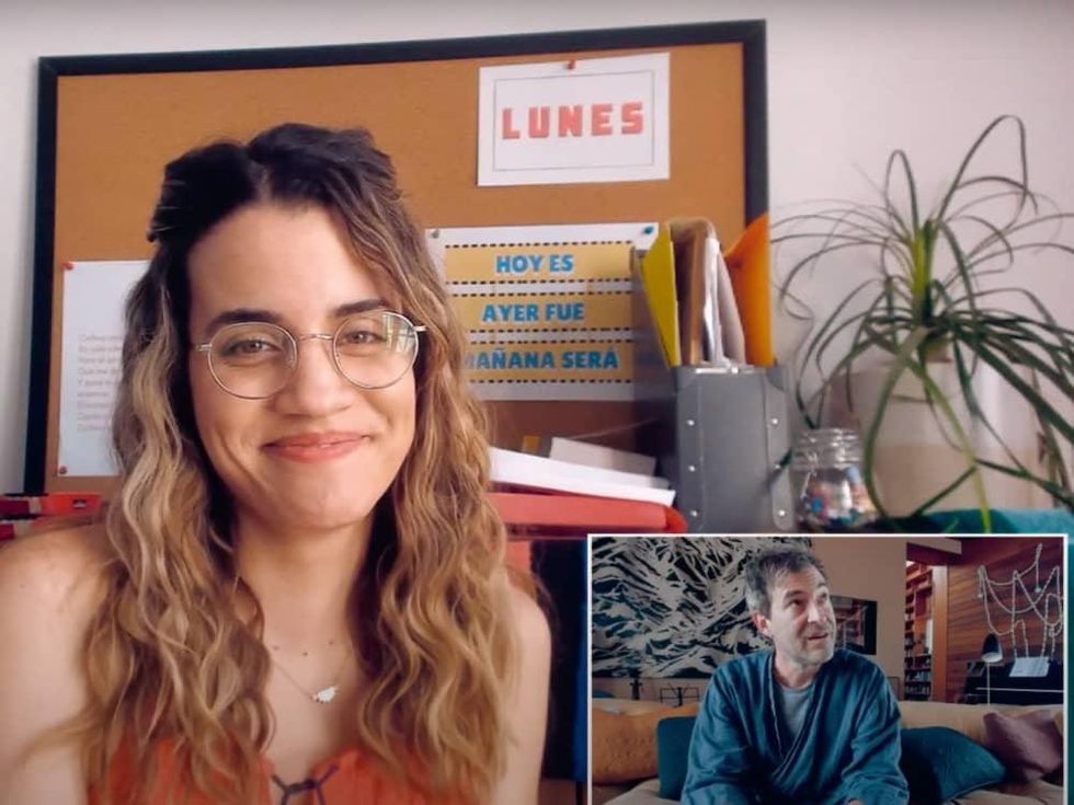 Natalie Morales and Mark Duplass in Language Lessons