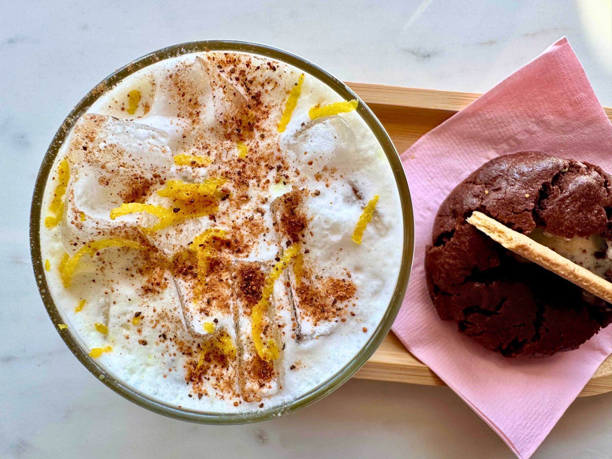 Neon Belly drink and cookie