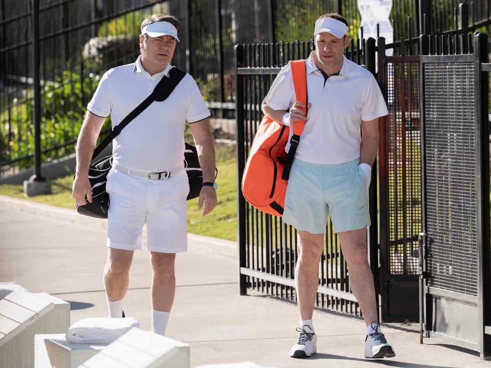 Nick Offerman and Seth Rogen in Dumb Money