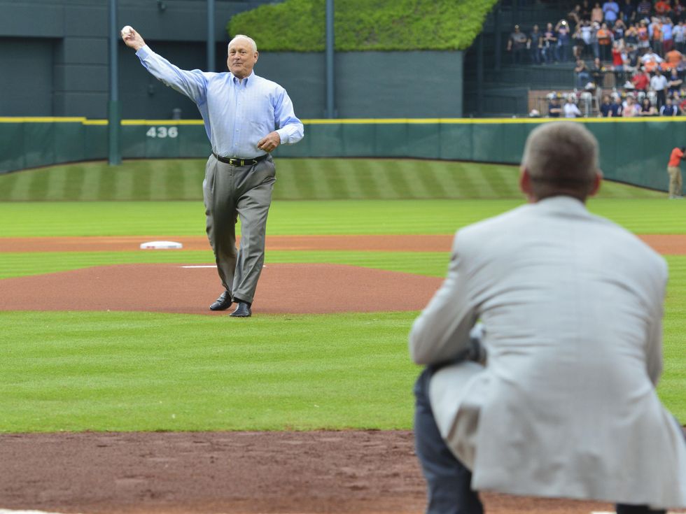 Nolan Ryan Biggio first pitch Astros