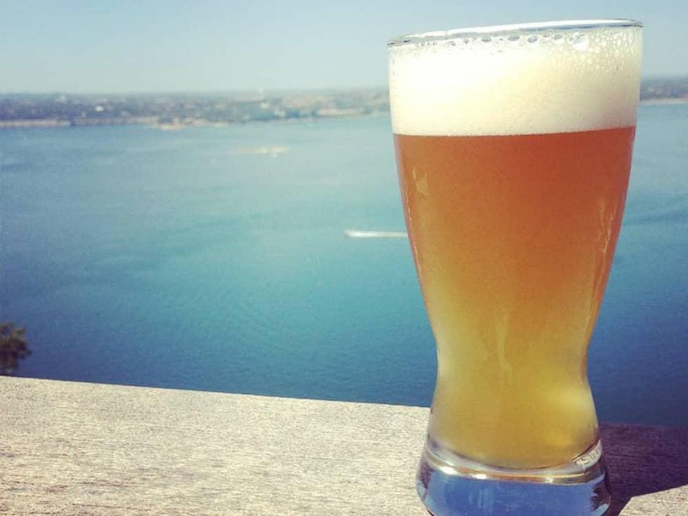 Oasis Texas Brewing Company beer Lake Travis view