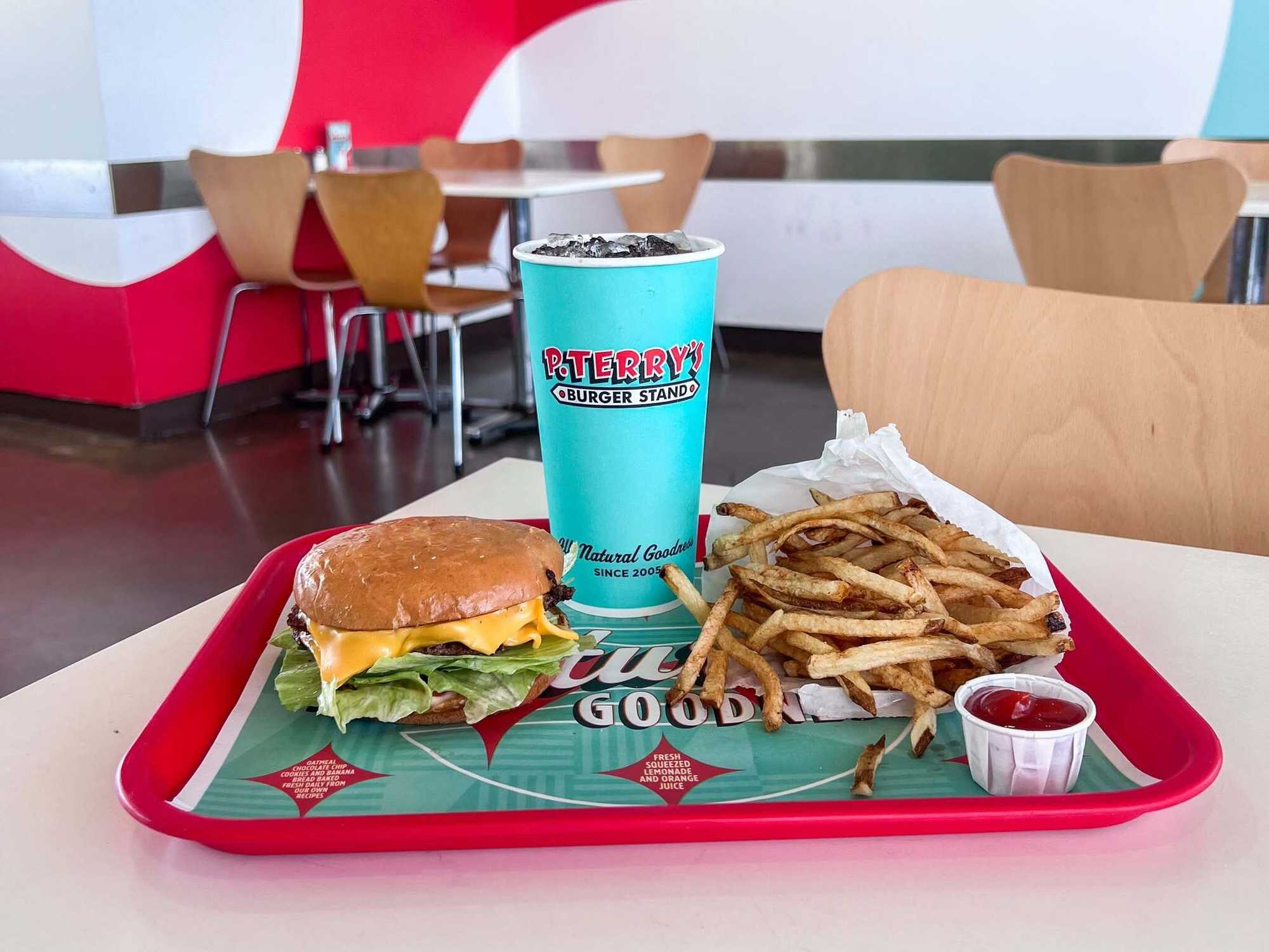 P. Terry's burger, fries, and drink