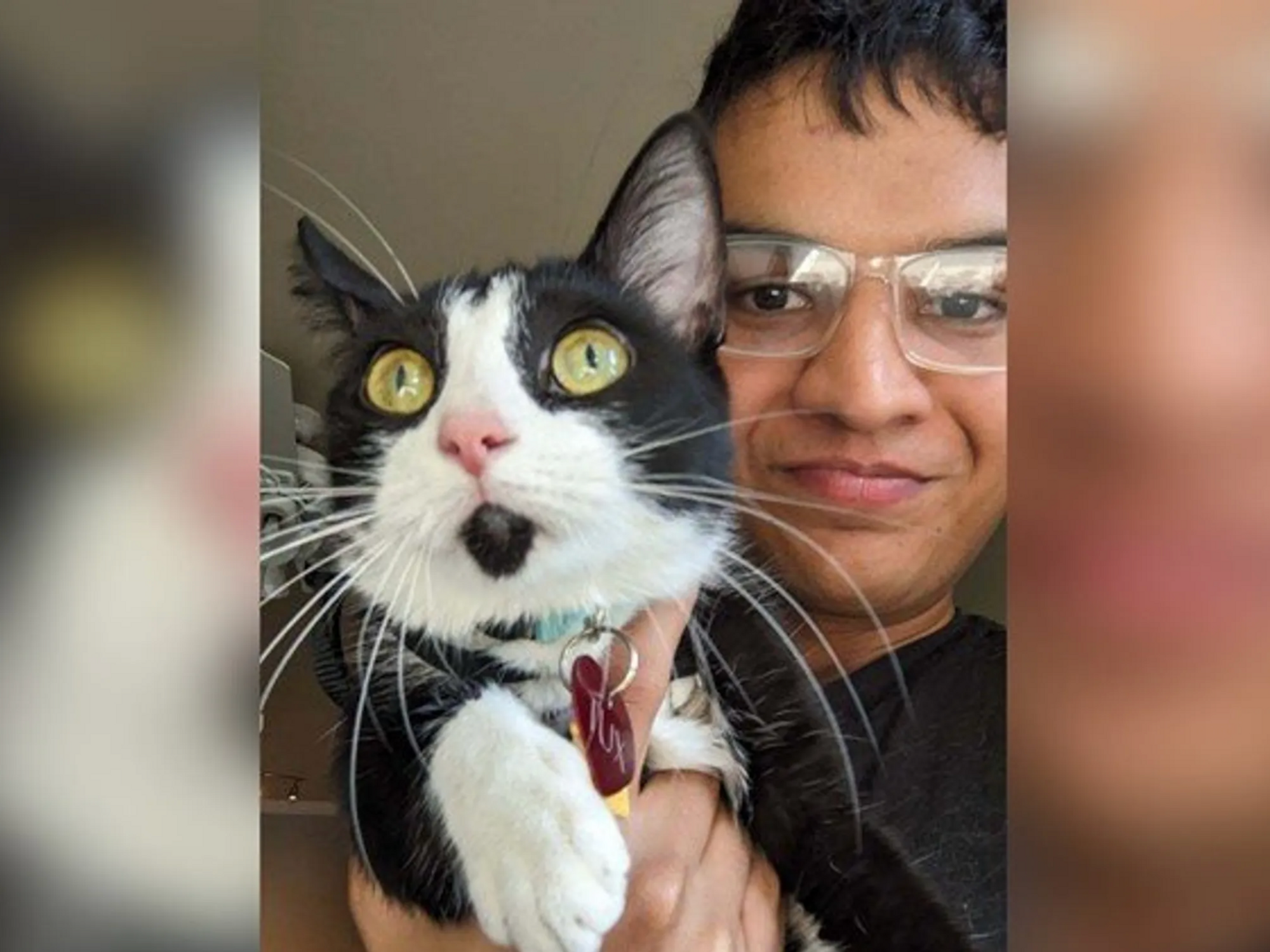 Palash Pandey and Tux the cat