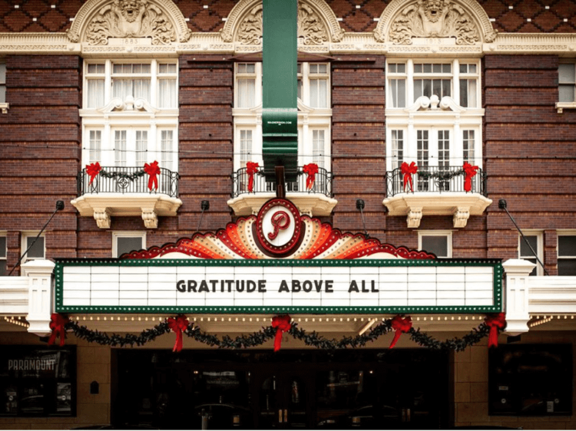 Paramount Theatre holiday marquee