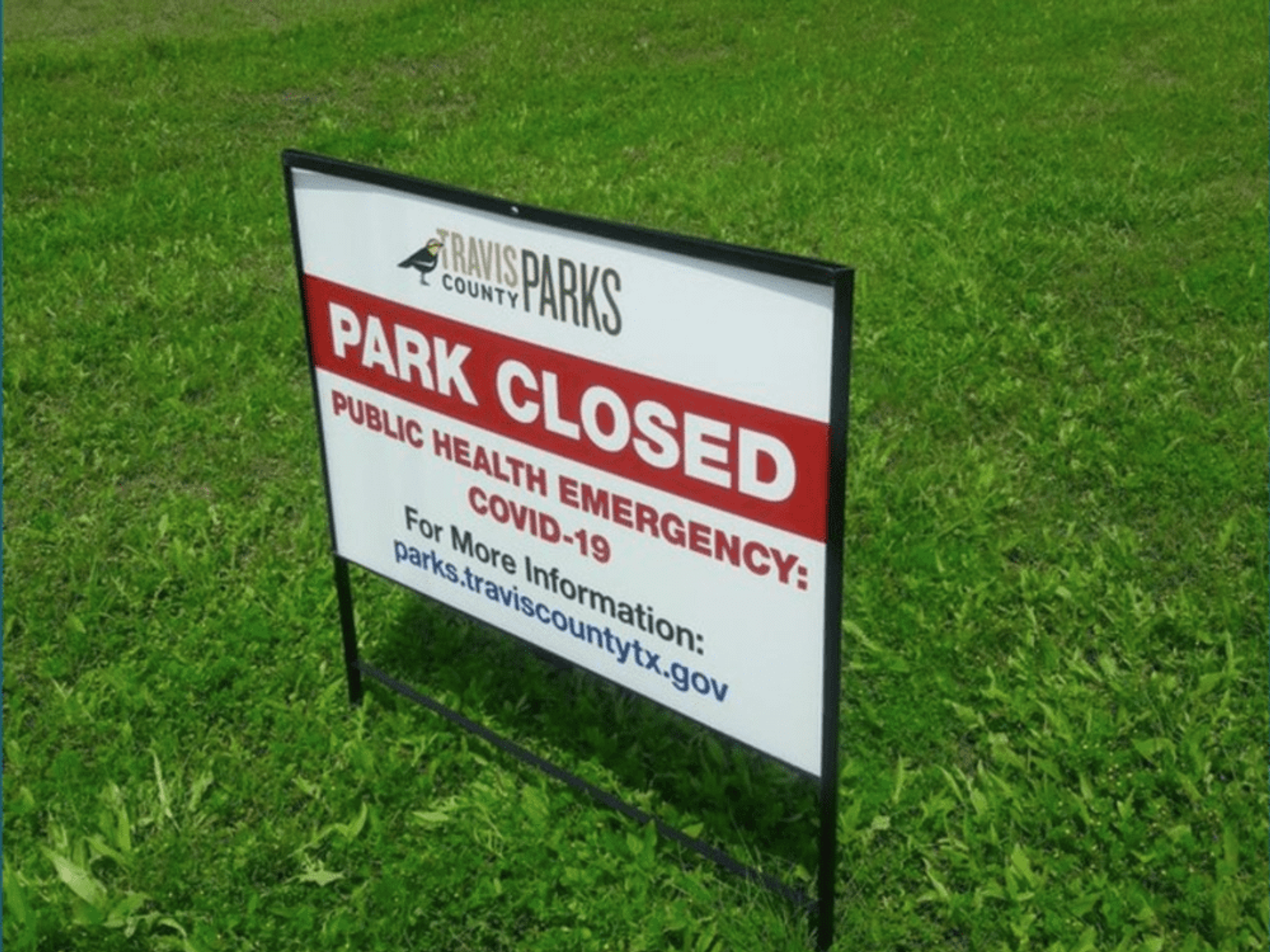 Park Closed sign for Austin/Travis County