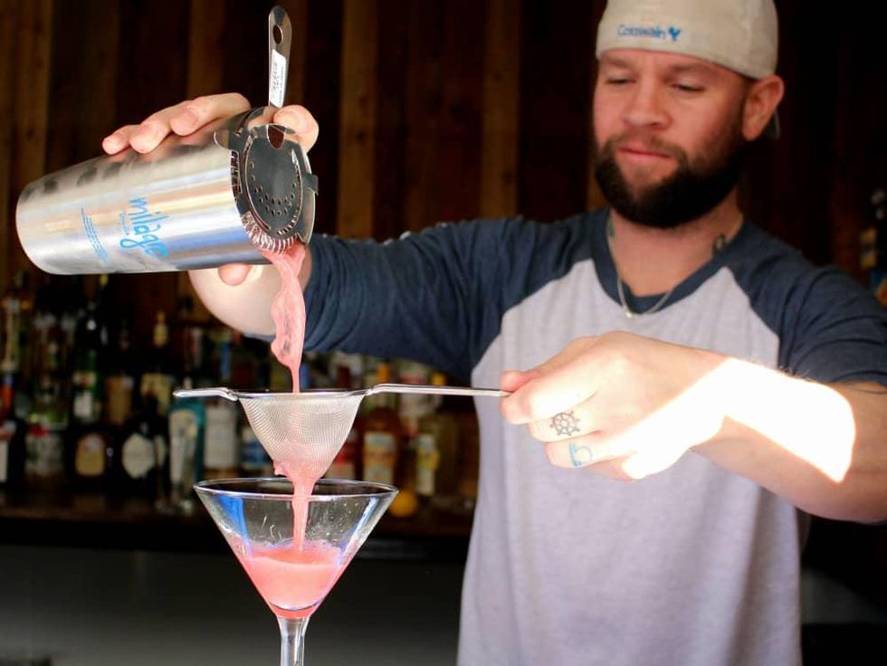 Parlor & Yard bar Dunlap ATX west sixth February 2016 cocktail bartender pour