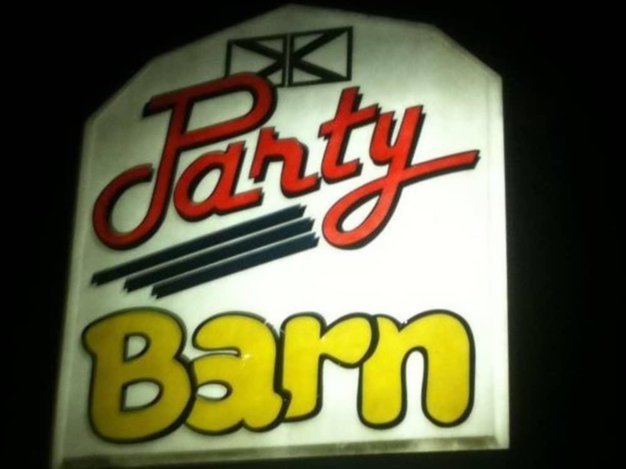 Party Barn sign