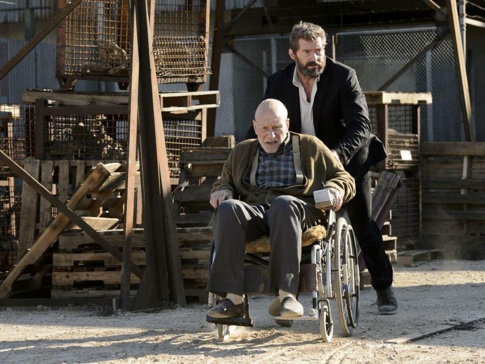 Patrick Stewart and Hugh Jackman in Logan