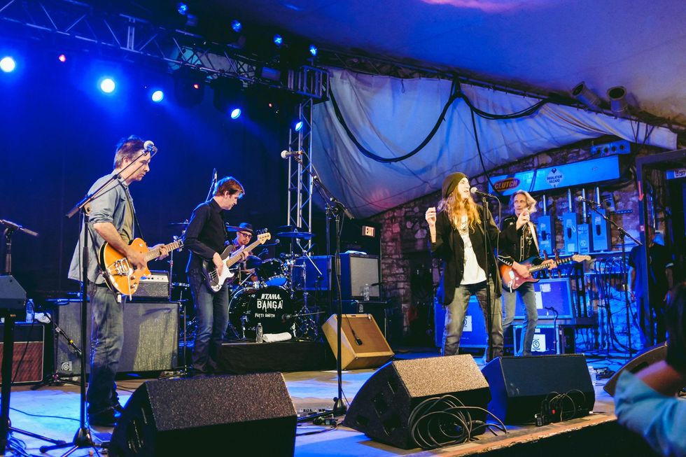 Patti Smith with blue lights