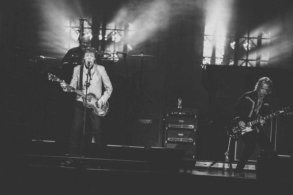 Paul McCartney at the Frank Erwin Center black and white